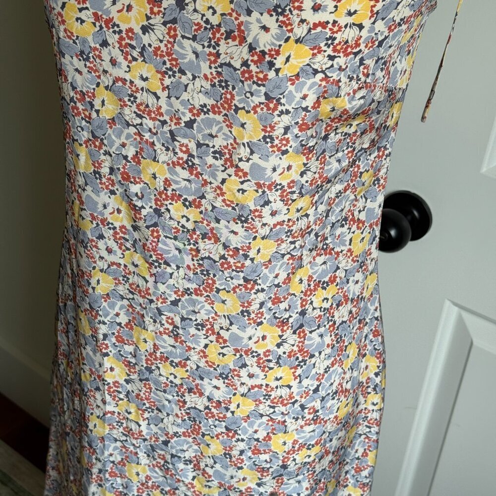 Reformation Silk Floral Midi Dress Size Small Bias Cut Slip Spaghetti Strap - Picture 6 of 9